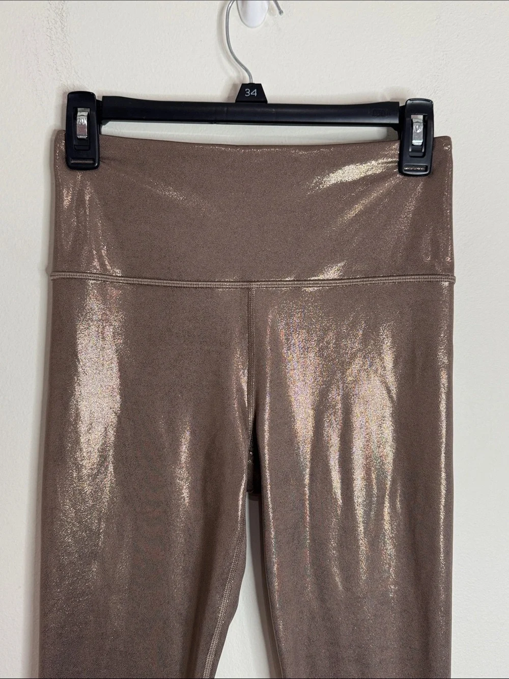 Athleta Elation Shine Bronze Metallic Copper High-Waist Tights Leggings size S